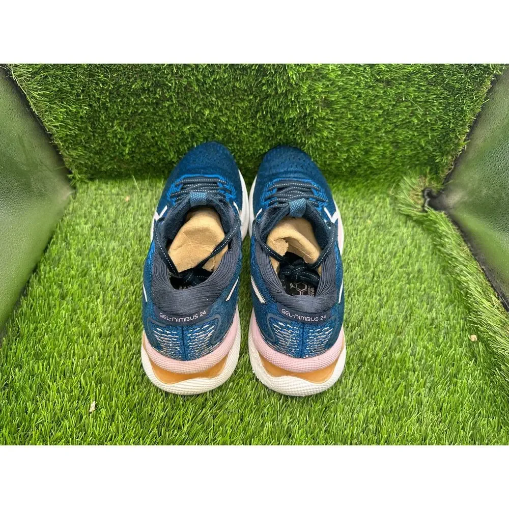 Asics Gel-Nimbus 24 1012B201 Athletic Sneaker Womens 10.5 Blue Mesh Training Gym